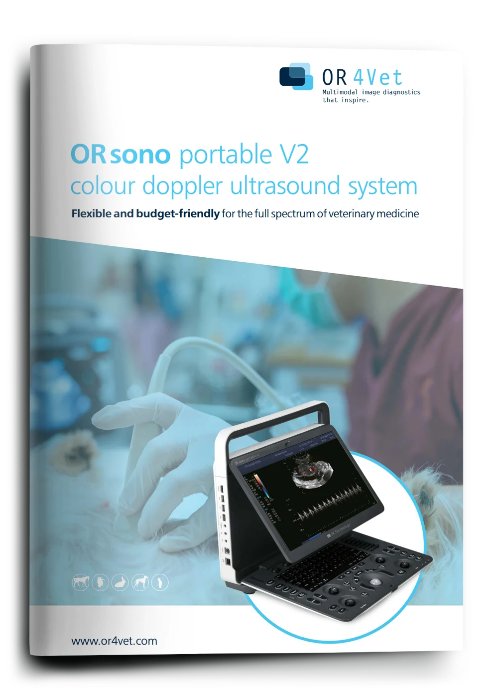 Cover of ORsono Portable V2 veterinary ultrasound product brochure