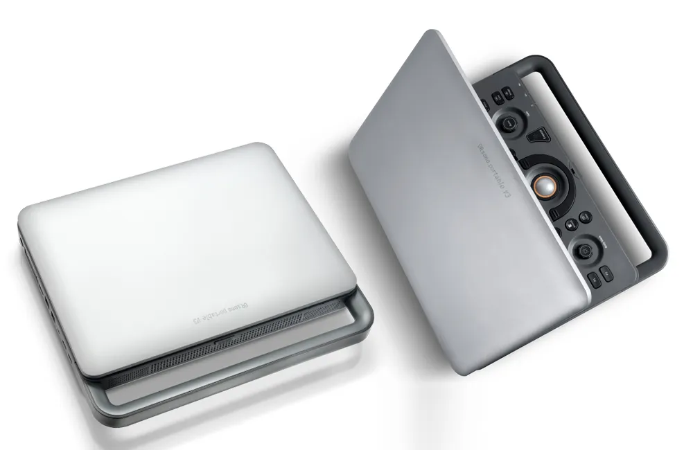 ORsono Portable V3 mobile ultrasound systems shown in open and closed positions