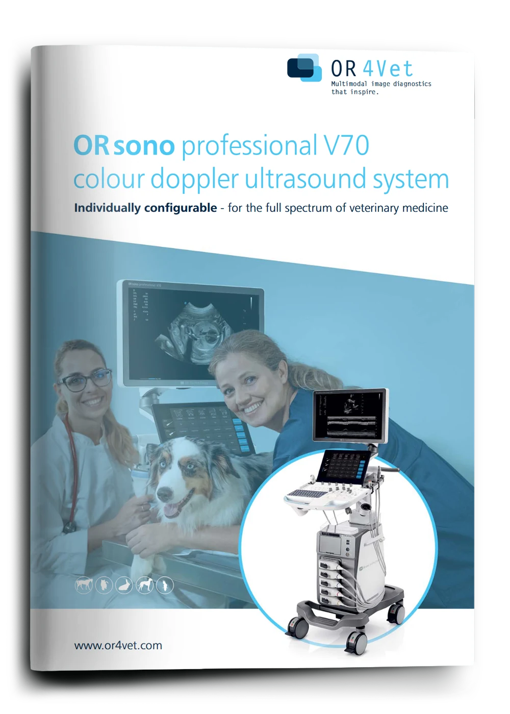 Veterinary ORsono Professional V70 ultrasound system brochure cover image