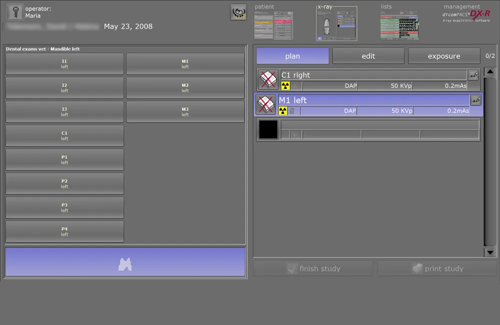 Workflow and scheduling interface for digital radiography in veterinary clinic